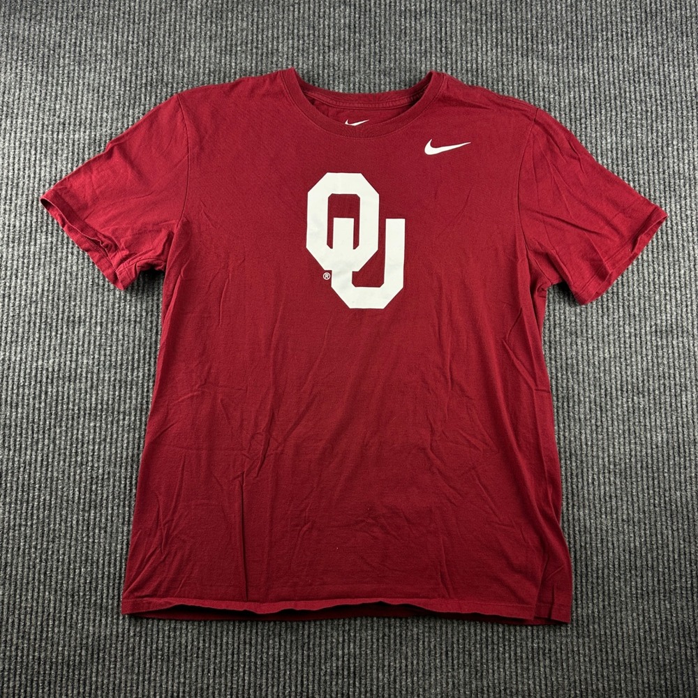 Nike Oklahoma Sooners OU T-Shirt Mens Large Crimson Red Short Sleeve Graphic Tee